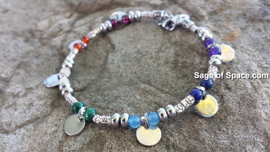 7 Chakra Bracelet Silver Coins in sterling silver 925