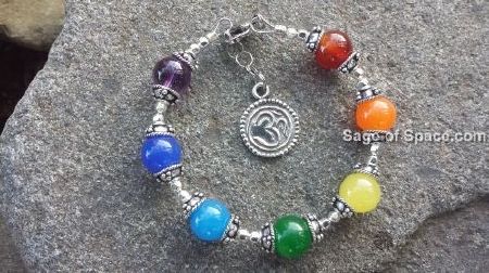 7 Chakra Bracelet Sterling Silver OM charm 925 candy colors